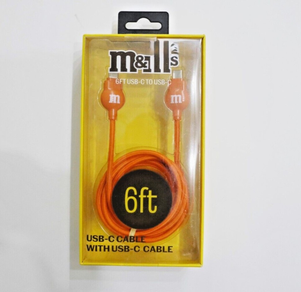 M&Ms Candy Durable Construction Red M&M USB-C To USB-C Cable-6 Ft