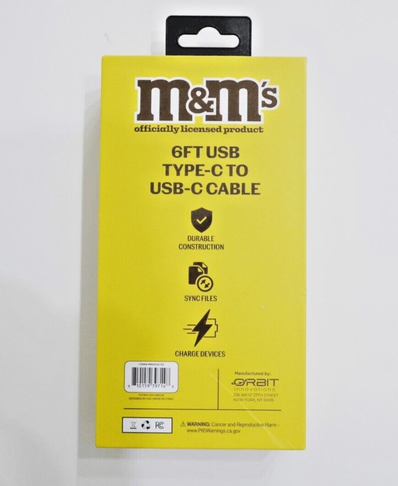 M&Ms Candy Durable Construction Red M&M USB-C To USB-C Cable-6 Ft