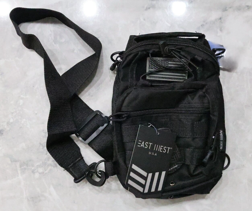 East West USA Black Tactical Shoulder Sling Trail Walker Utility Bag