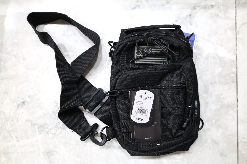 East West USA Black Tactical Shoulder Sling Trail Walker Utility Bag
