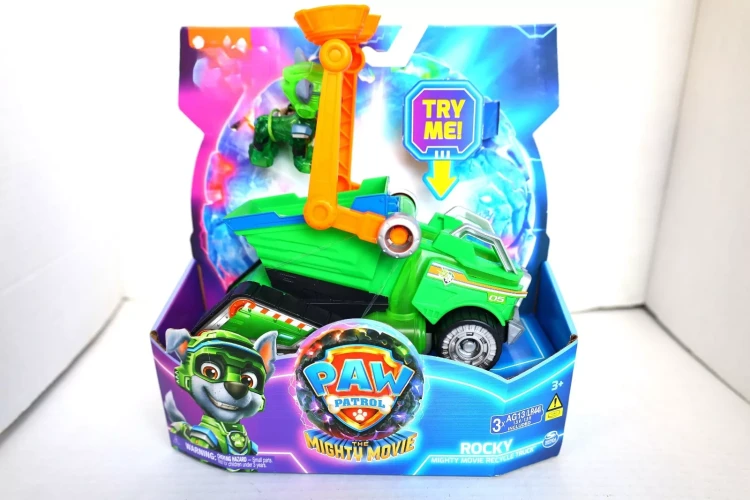 Rocky Paw Patrol The Mighty Movie Figure & Recycler Truck with Lights Sounds