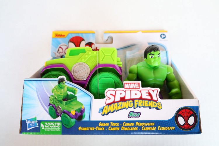 Marvel Spidey And His Amazing Friends HULK Figure & HULK SMASH TRUCK Toy Set