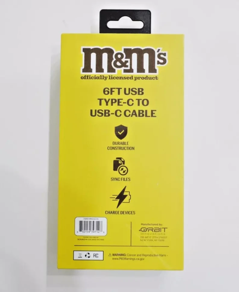 M&Ms Candy Durable Construction Red M&M USB-C To USB-C Cable-6 Ft