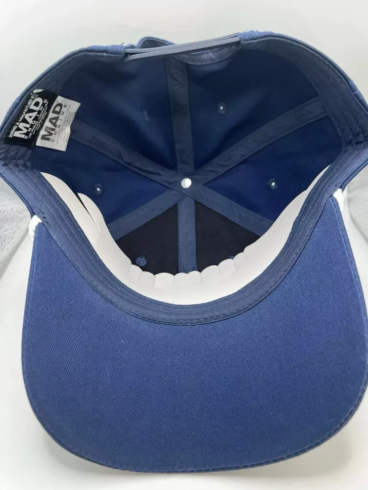 MAD ENGINE NASA Hat Cap Adjustable Navy Blue Embroidered Leaves Greek Cotton
