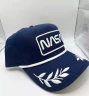 MAD ENGINE NASA Hat Cap Adjustable Navy Blue Embroidered Leaves Greek Cotton