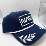 MAD ENGINE NASA Hat Cap Adjustable Navy Blue Embroidered Leaves Greek Cotton