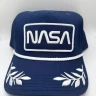 MAD ENGINE NASA Hat Cap Adjustable Navy Blue Embroidered Leaves Greek Cotton