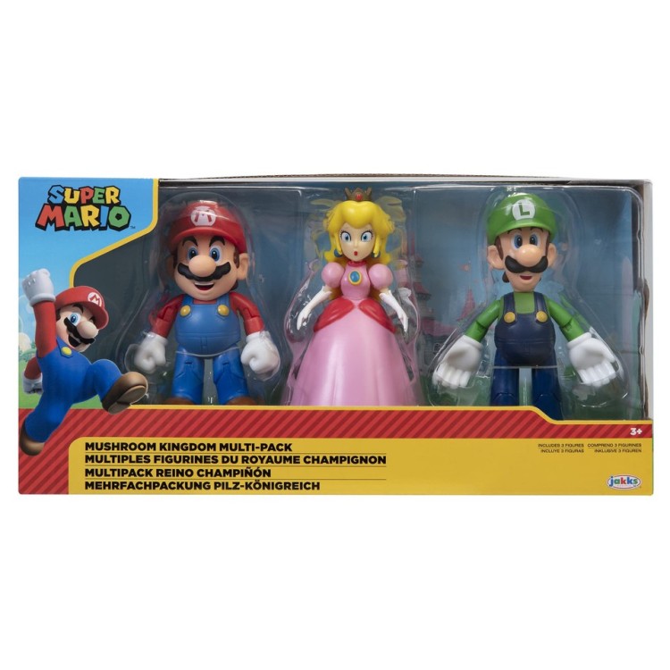 MARIO MUSHROOM KINGDOM DIORAMA SET LUIGI PRINCESS PEACH MARIO NINTENDO 4" 3 PACK 
