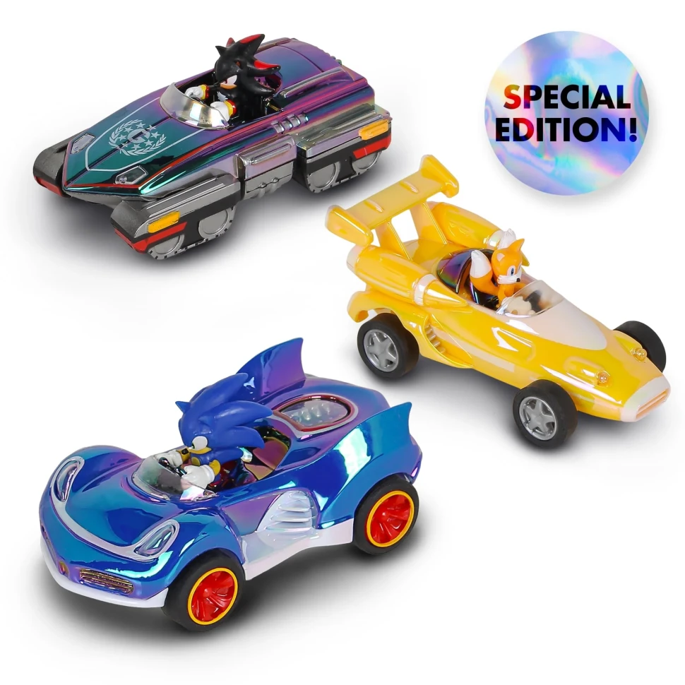 Sonic The Hedgehog Pullback Racers Sonic, Tails & Shadow Vehicle 3-Pack (Special Color Edition)