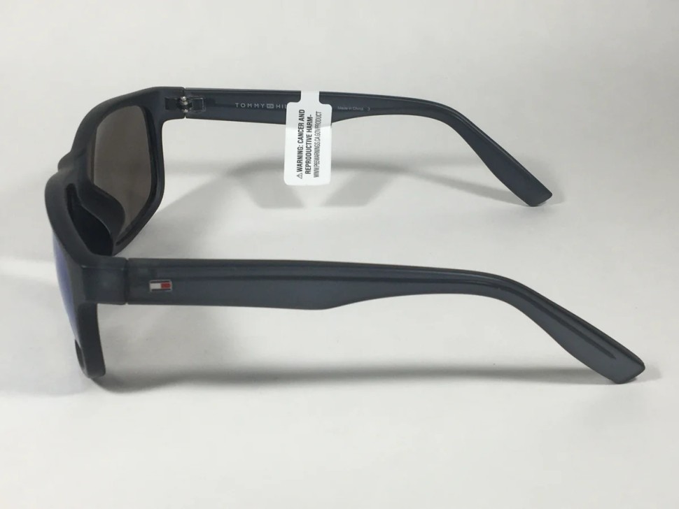 Tommy Hilfiger Saint Rectangular Sunglasses Blue Gray Frame Blue Flash Mirror Lens SAINT MP OM492