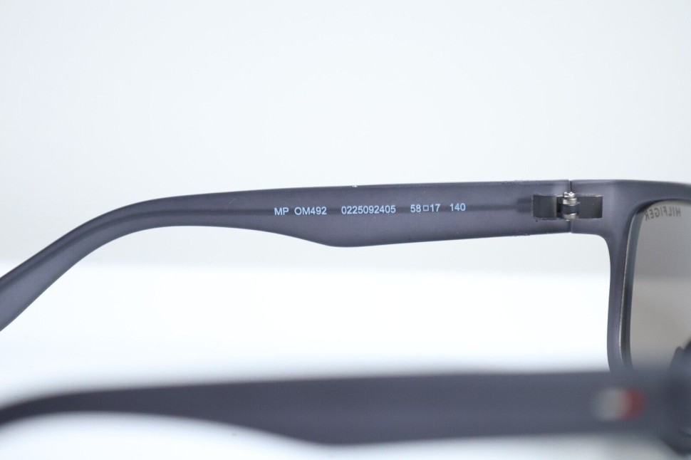 Tommy Hilfiger Saint Rectangular Sunglasses Blue Gray Frame Blue Flash Mirror Lens SAINT MP OM492