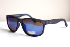 Tommy Hilfiger Saint Rectangular Sunglasses Blue Gray Frame Blue Flash Mirror Lens SAINT MP OM492