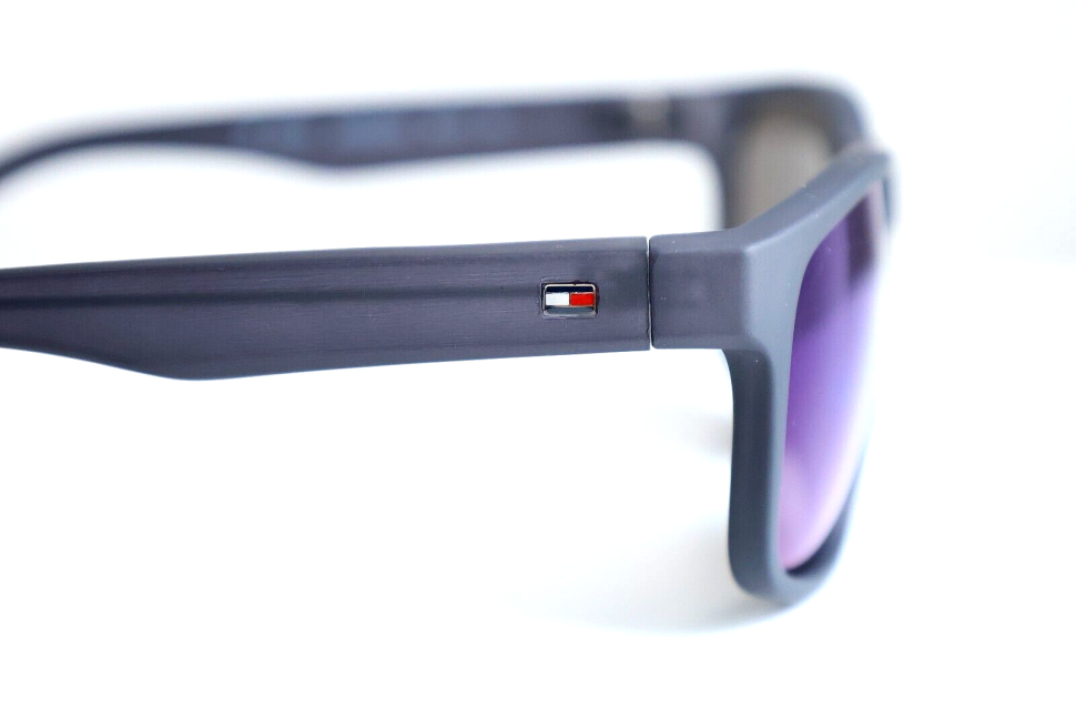 Tommy Hilfiger Saint Rectangular Sunglasses Blue Gray Frame Blue Flash Mirror Lens SAINT MP OM492